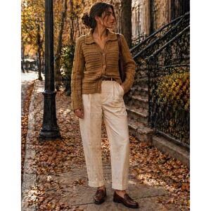 Jones New York Cardigan Knit Brown Button Front Cozy Fall Medium